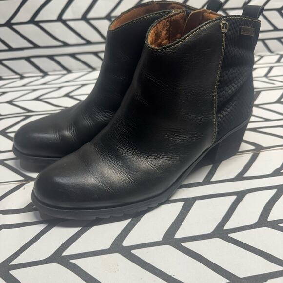 Pikolinos Andorra Black Leather Ankle Boots size 40/ 9-9.5 - Picture 1 of 7